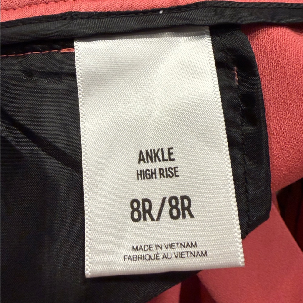 Express Women's High Waisted Paperbag Belted Ankle Pant in Rose Pink Sz 8 - Picture 6 of 7